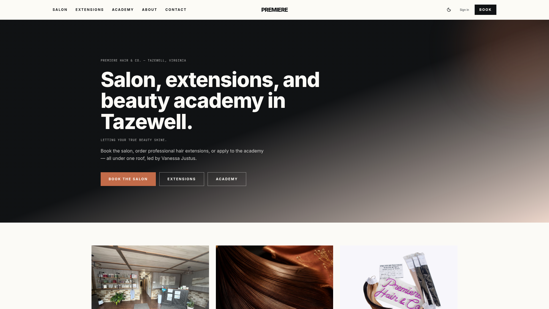 Premiere Hair & Co. website preview