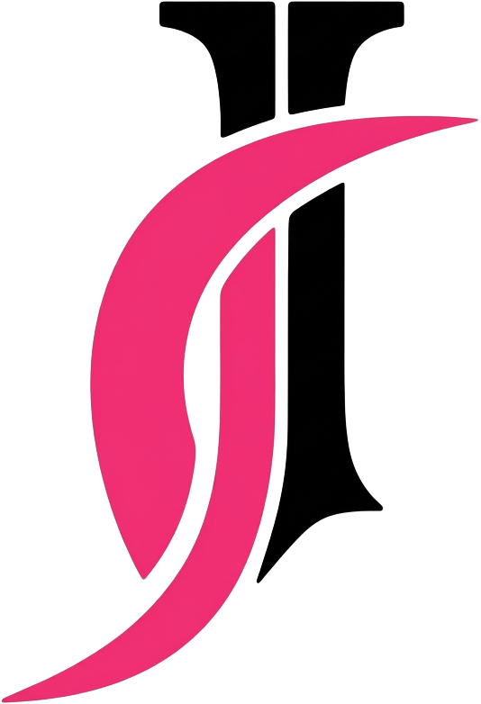 Jeterlytics logo: a black J with a bright pink swoosh curving through it, starting an S on the left