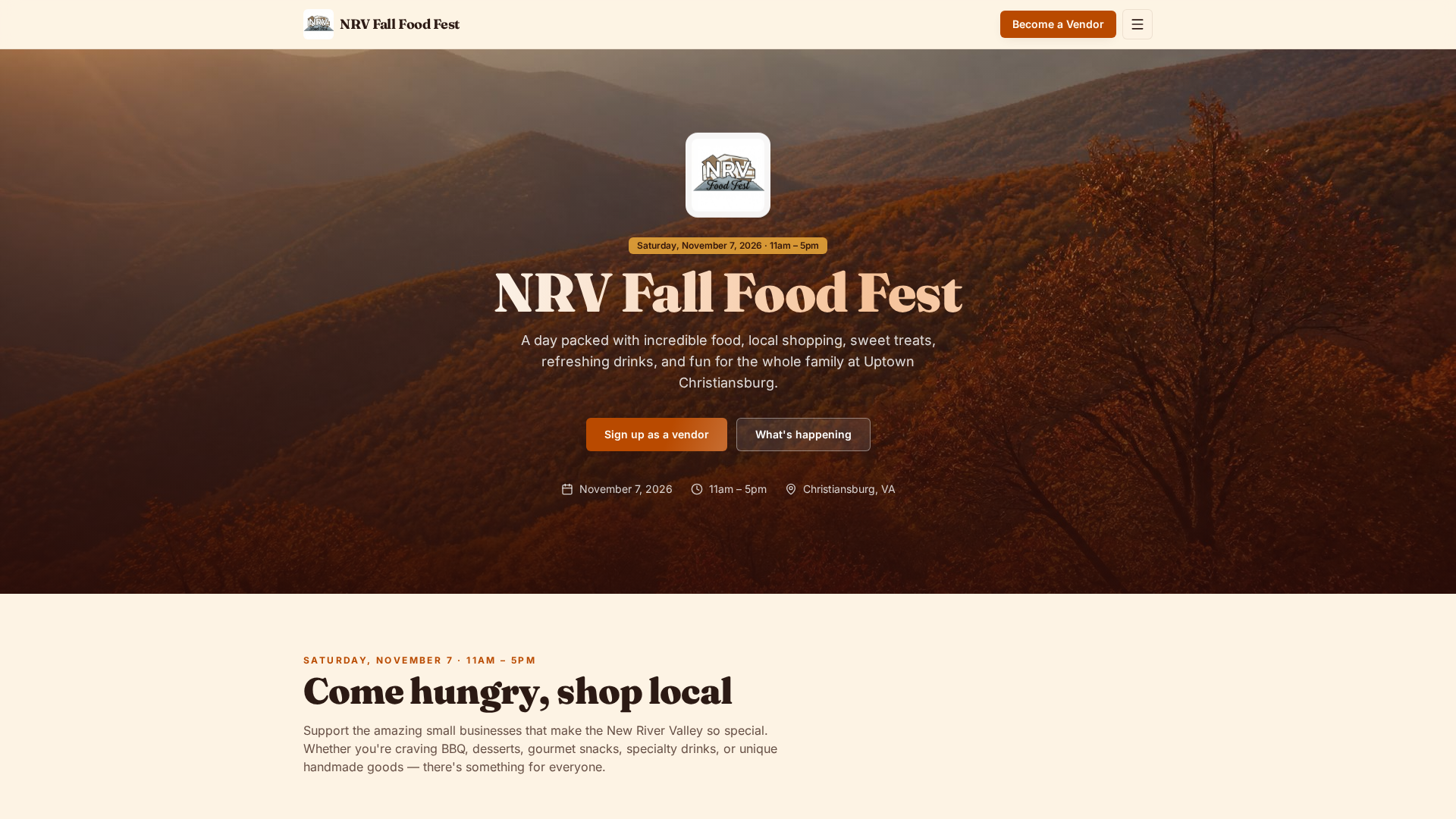 NRV Food Fest website preview